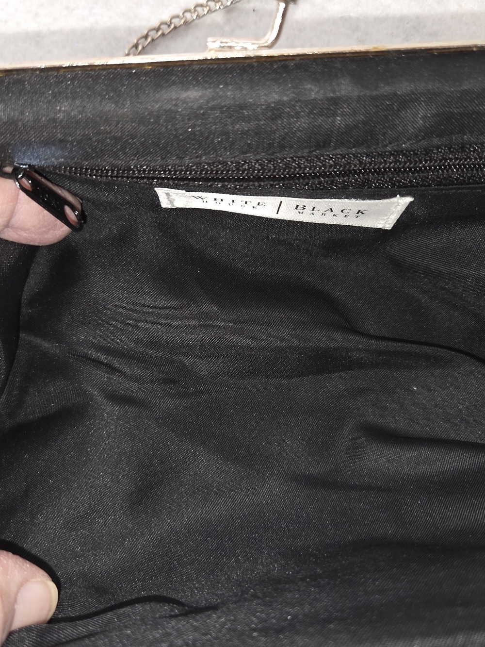 WHBM Black Sequin Beaded Evening Clutch - Chain Strap - Picture 4 of 4